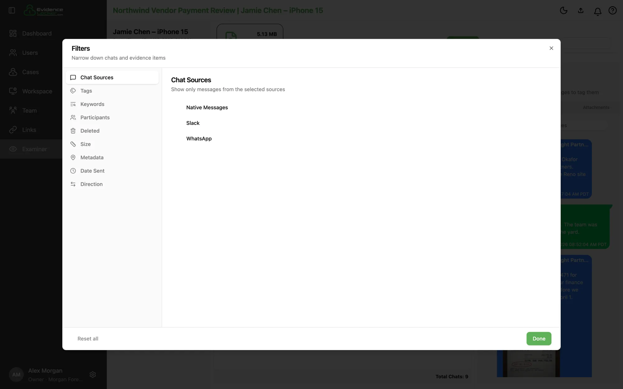 The Filters dialog