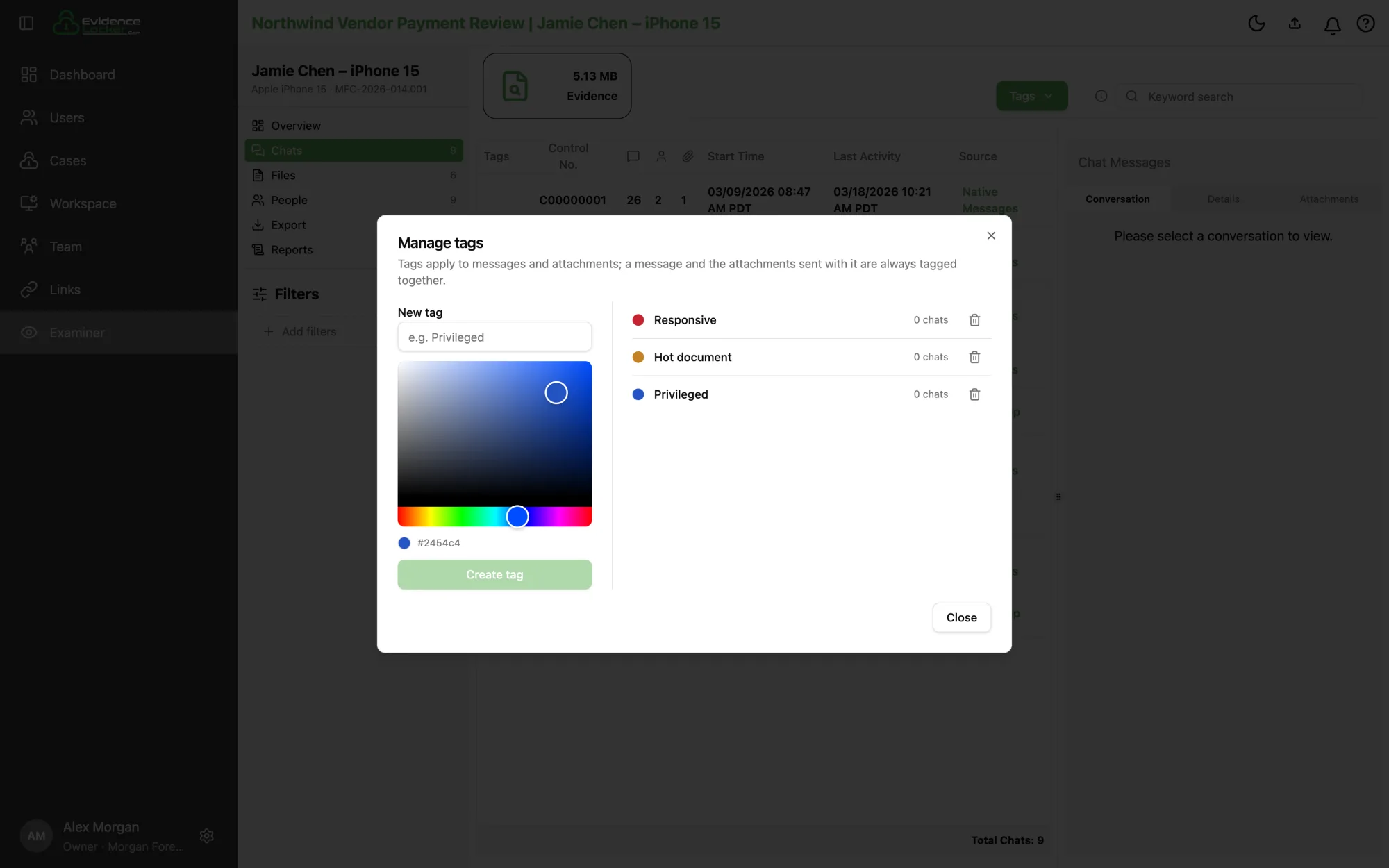 Creating tags in Manage tags